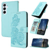 For Samsung Galaxy A56 5G Datura Flower Embossed Flip Leather Phone Case(Light Blue)