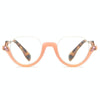 Diamond Studded Cat Eye Presbyopic Glasses Half-frame Fish-filament Glasses Unisex, Degree: +250(Light Pink)