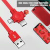 5-In-1 Telescopic Multifunctional Charging Cable Phone Bracket Function With Makeup Mirror(Red)