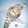 SKMEI 1534 elegant waterproof quartz steel band watch with diamond inlay(Silver Rose Gold)