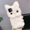 For iPhone 12 mini 3D Cute Cat Plush Full Coverage Phone Case(White)