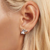S925 Sterling Silver Platinum Plated Cute Bear Opal Earrings