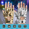 Children Punk Rivet Faux Leather Glove Kids DS Dancing Rock and Roll Jazz Half Finger Glove(Black)
