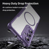For Samsung Galaxy S24 5G Carbon Fiber Texture MagSafe Translucent Phone Case(Purple)