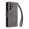 For Samsung Galaxy S25 Ultra 5G Rivet Buckle 9 Cards Three Fold Leather Phone Case(Grey)