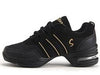 Soft Bottom Mesh Breathable Modern Dance Shoes Heightening Shoes for Women, Shoe Size:42(Black Gold)
