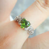 Women Heart Pattern Diamond Ring, Ring Size:7(Green)