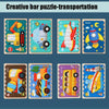 QBT01 Children Double-Sided Wooden Puzzle Bar Puzzle Toy(Airplane + Rocket)