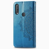 For  Alcatel 1S (2020) Embossed Mandala Pattern TPU + PU Horizontal Flip Leather Case with Holder & Three Card Slots & Wallet(Blue)