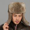 Brown Autumn and Winter Thick Warm Rabbit Fur Bomber Hat Flight Hat for Men, Hat Size:XL