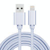 3m 3A Woven Style Metal Head 8 Pin to USB Data / Charger Cable(Silver)