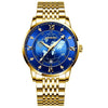 BINBOND B1117 30M Waterproof Earth Dial Butterfly Buckle Luminous Quartz Watch(Full-gold-Blue-Gold)