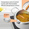 20cm Fryer Pot Household Non-Stick Pan Temperature Control Mini Frying Pot(Olive Green)