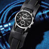 Ochstin 7231 Multifunctional Business Leather Wrist Wrist Waterproof Quartz Watch(Black+Black)