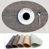 PVC Oval Shape Dining Table Mat Heat Insulation Non-Slip Placemats Disc Bowl Tableware Pads(Linen)