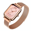 SKMEI 9207 Fashion Creative Simple Watch Men Magnetic Buckle Mesh Belt Steel Belt Couple Quartz Watch(Rose Gold)