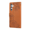 For Samsung Galaxy A14 4G / 5G Rose Flower Embossed 3-Card Slots Leather Phone Case(Brown)