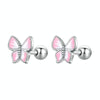 SCE1495 Mini 925 Silver Butterfly Earrings White Gold Plated Earrings