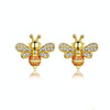 S925 Sterling Silver Earrings Golden Bee Inlaid Zircon Sterling Silver Stud Earrings
