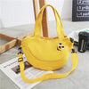 Cartoon Shoulder Tote Bag Fruit Banana Apple Embroidered Canvas Kids Crossbody Messenger Bags(Yellow)