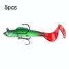 5pcs Roadrunner Soft Lures Leadheads Luminous Lures(Green Reel Tail)