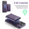 For iPhone 15 Pro Max DG.MING MAGKING-K2 Series MagSafe RFID Card Bag Detachable Phone Case(Purple)