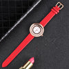 CAGARNY 6878 Water Resistant Fashion Women Quartz Wrist Watch with Leather Band(Red+Gold)