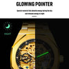 FORSINING F980 Luminous Three Eye Six Shot Weekly Steel Belt Men Fully Automatic Mechanical Watch(Gold Belt White Face)
