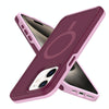 For iPhone 11 Shockproof MagSafe Armor PC Hybrid TPU Phone Case(Wine Red+Light Pink)
