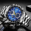 OCHSTIN   6112 Men Multi  Function Watch Fashion Sports Business Calendar Luminous Men Watch Quartz Watch Steel Watch(Blue)