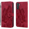 For Samsung Galaxy A36 5G Retro Skin Feel Butterflies Embossing Horizontal Flip Leather Phone Case(Red)