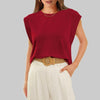 Women Summer Loose Top Basic T-Shirt Round Neck Casual Tank, Size: XL(Wine Red)