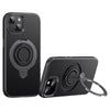 For iPhone 15 Plus / 14 Plus Carbon Fiber MagSafe Phone Case with 360 Degree Rotating Holder(Black Grey)