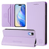 For iPhone XR RC01 Dual-Folded Magnetic Suction RFID Leather Phone Case(Light Purple)