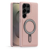 For Samsung Galaxy S25+ 5G Silver Shield MagSafe Holder Shockproof Phone Case(Pink)