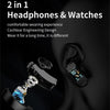 K50 1.08 inch Leather Band Earphone Detachable IP67 Waterproof Smart Watch Support Bluetooth Call(Black)