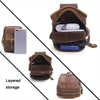 6371 Men Mobile Phone Belt Bag Multifunctional Retro Satchel Waist Bag(Brown)