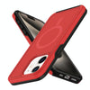 For iPhone 12 Shockproof MagSafe Armor PC Hybrid TPU Phone Case(Red+Black)