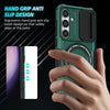 For Samsung Galaxy S25 5G Sliding Camshield MagSafe Holder TPU Hybrid PC Phone Case(Deep Green)