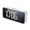 Bedside Alarm Clock Sound Control Mirror LED Music Clock (White)