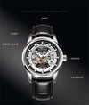 Ochstin 2002C Men  Automatic Hollow Leather Mechanical Watch Business Waterproof Night Light Men Watch Mechanical Watch(Silvery)