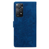 For Redmi Note 11 Pro 5G Lace Floral Embossed Magnetic Buckle PU Phone Case With Wrist Strap(Blue)