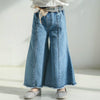 Retro Autumn Clothes Flare Pants Jeans Wide Leg Pants for Girls, Height:Size 9 Shit for (105-110cm(Blue)