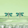 S925 Sterling Silver Platinum Plated Animal Dragonfly Earrings(BSE988)