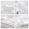Girls Bottoming Shirt Cotton Yarn Sleeve Stand-Up Collar Tops, Size: 90 Yards(Plus Velvet  White)