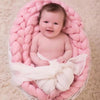 50x50cm New Born Baby Knitted Wool Blanket Newborn Photography Props Chunky Knit Blanket Basket Filler(White)