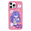 For iPhone 12 Pro Skin Feeling Jelly TPU Hybrid PC Phone Case(Purple Hair Girl Rose Red)