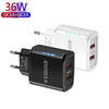 36W Dual Port QC3.0 USB Mobile Phone Charger Dual 18W Output, EU Plug(Black)