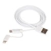 1m MFI 2 in 1 8 pin + Micro USB 2.0 Male to USB Data Sync Charging Cable(White)
