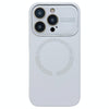 For iPhone 15 Pro Max Large Window Acrylic Glass Lens MagSafe Silicone Phone Case(White)